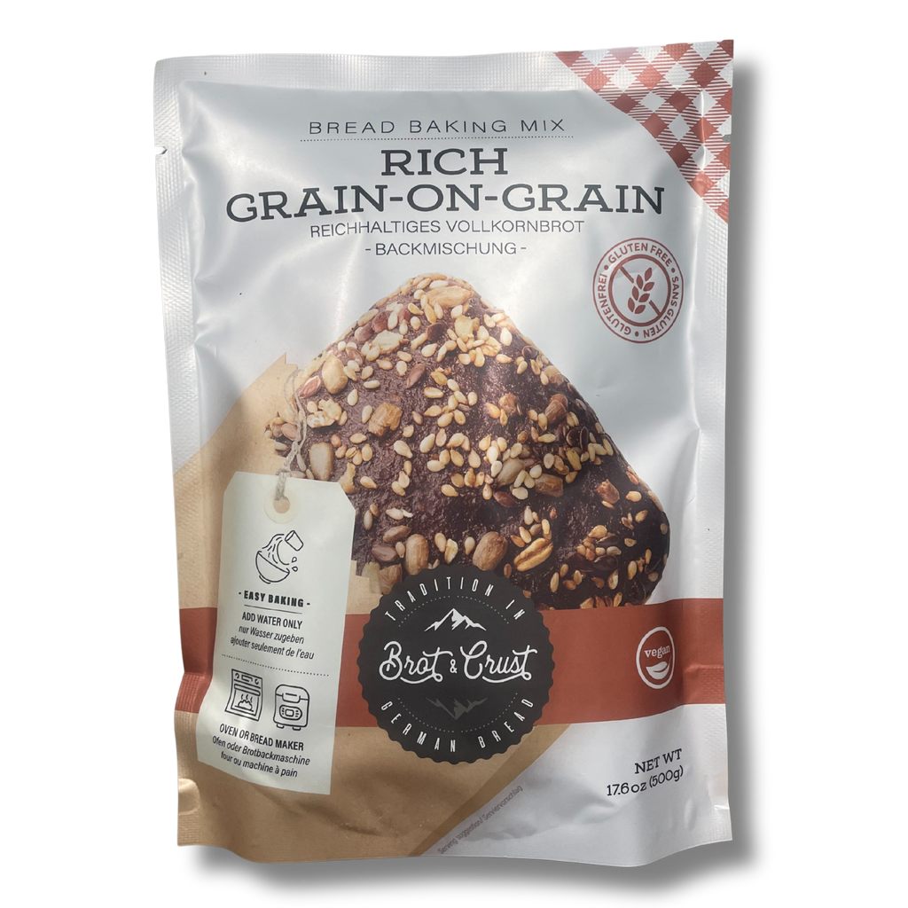 Packaged bread baking mix with visible branding on a white background