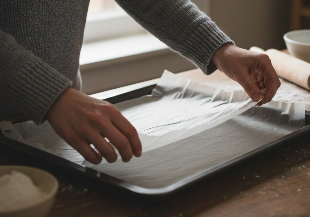 prepare baking tray for gluten-free baking