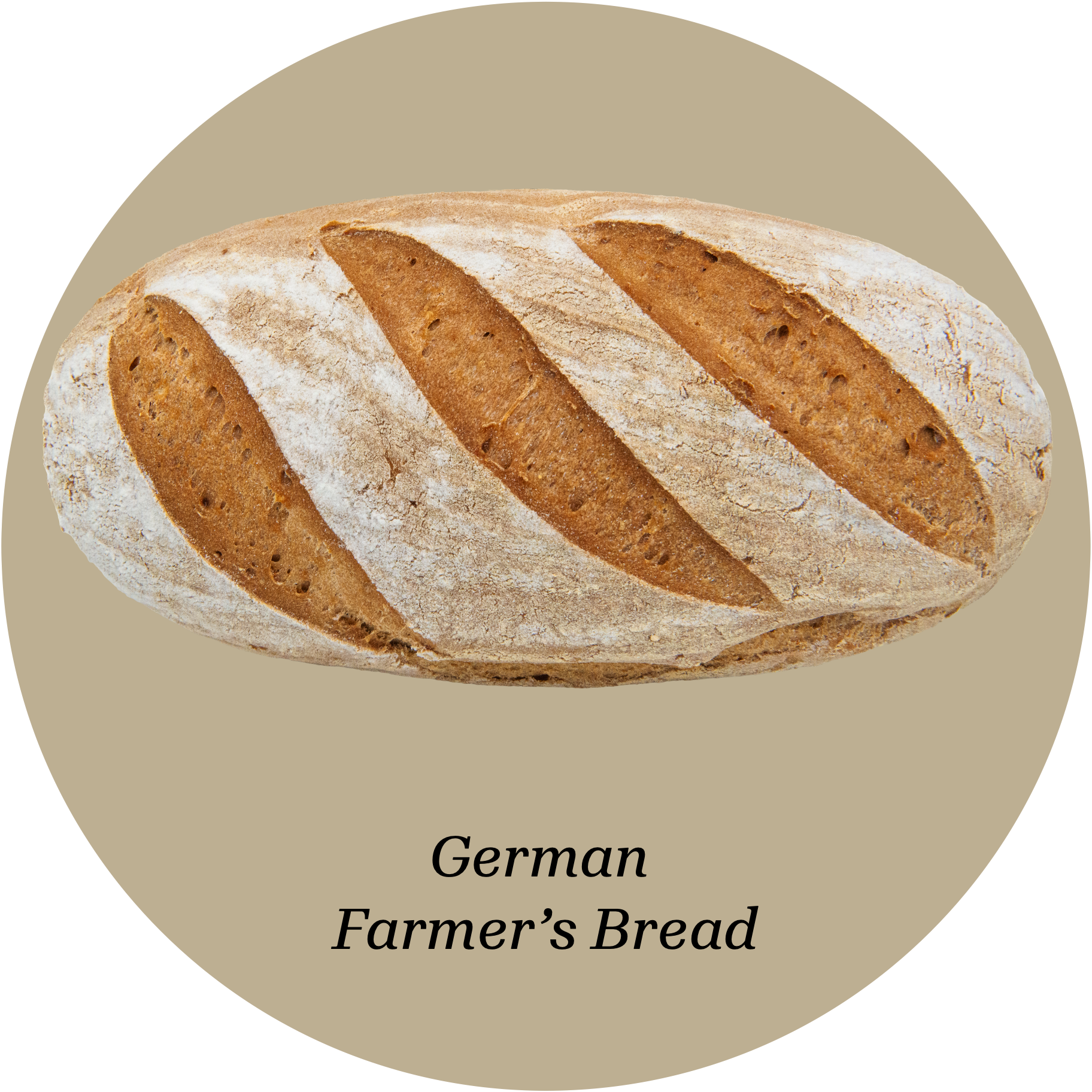 Loaf of German Farmer's Bread from Brot & Crust on a beige background