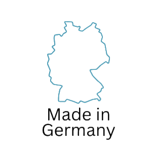 Map of Germany with 'Made in Germany' text on a white background